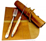 FORGE DE LAGUIOLE steak cutlery burl birch polished And cutlery bag