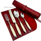 EICHENLAUB Acrylic white leather cutlery set 5 pieces