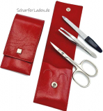 1909 RÖDTER Nail Case with DOVO Nail Scissors Cowhide Red 4-pcs. 