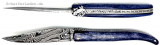 JEAN-MICHEL CAYRON Model Lizard Pocket Knife Plein Manche Damascus steel bone blue