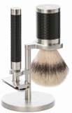 MÜHLE ROCCA Three-piece shaving set stainless steel handle black