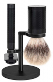 MÜHLE ROCCA shaving set Silvertip Fibre with straight razor stainless steel black, DLC