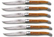 Olivenholz FORGE DE LAGUIOLE Steakmesser satiniert Set 6-teilig