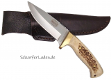 MAUSER hunting knife deer horn handle Sandvic steel with leather sheath