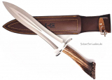 MUELA Stag Knife BW-24S.B stag horn with leather sheath