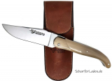 14 cm LAGUIOLE EN AUBRAC Hunting knife CHASSE Horn with leather sheath 2-pc