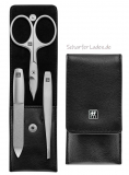 ZWILLING manicure pedicure with very good combination nail scissors leather black set 3 pcs.