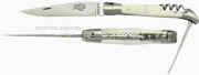 11 cm FORGE DE LAGUIOLE Serie LUXE Pocket knife Corkscrew Spike Double sinker Bone satin finish