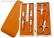 DREITURM Series DIE BUNTEN Manicure Case Leather orange Set 6 pieces