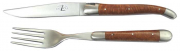 1 Knife 1 Fork Forge de Laguiole Cutlery Brujere burl wood