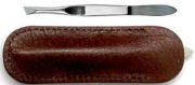  1909 RÖDTER tweezers slanted stainless leather case 7,9 cm