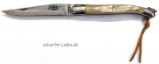 11 cm FORGE DE LAGUIOLE BRUT DE FORGE Taschenmesser Kuhhorn Lederband rostfrei