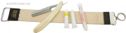 5/8 Solinger  Shaving Knife Luxury Set Bones big Grip with Juchten Razor Strop styptic pen  handmade Box